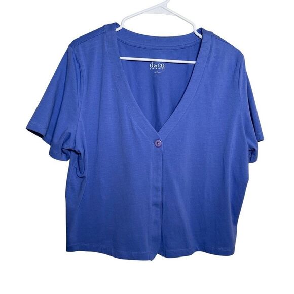 D&CO Blouse Women's Large V-Neck Single Button Shrug Top Shirt Casual - Picture 1 of 10